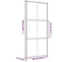 Schuifdeur 90x205 cm mat ESG-glas en aluminium goudkleurig