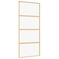 Schuifdeur 90x205 cm helder ESG-glas en aluminium goudkleurig