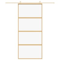 Schuifdeur 90x205 cm helder ESG-glas en aluminium goudkleurig