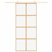 Schuifdeur 90x205 cm helder ESG-glas en aluminium goudkleurig