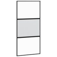 Schuifdeur 102,5x205 cm gehard glas en aluminium zwart