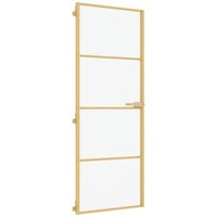 Binnendeur smal 76x201,5 cm gehard glas en aluminium goudkleur