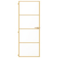 Binnendeur smal 76x201,5 cm gehard glas en aluminium goudkleur