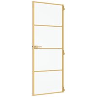 Binnendeur smal 76x201,5 cm gehard glas en aluminium goudkleur