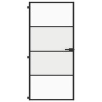 Binnendeur smal 93x201,5 cm gehard glas en aluminium zwart