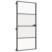 Binnendeur smal 93x201,5 cm gehard glas en aluminium zwart