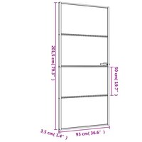 Binnendeur smal 93x201,5 cm gehard glas en aluminium zwart