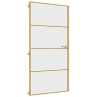 Binnendeur smal 102,5x201,5 cm gehard glas en aluminium goud