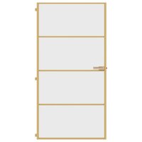 Binnendeur smal 102,5x201,5 cm gehard glas en aluminium goud