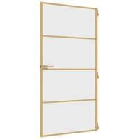 Binnendeur smal 102,5x201,5 cm gehard glas en aluminium goud
