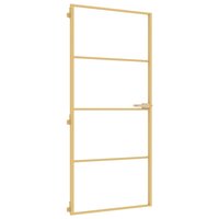 Binnendeur smal 93x201,5 cm gehard glas en aluminium goudkleur