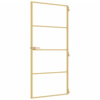 Binnendeur smal 93x201,5 cm gehard glas en aluminium goudkleur