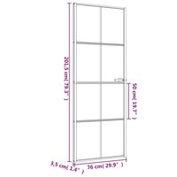 Binnendeur smal 76x201,5 cm gehard glas en aluminium zwart