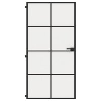Binnendeur smal 102,5x201,5 cm gehard glas en aluminium zwart
