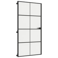 Binnendeur smal 102,5x201,5 cm gehard glas en aluminium zwart