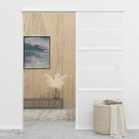 Schuifdeur 76x212 cm ESG-glas en aluminium zilverkleurig