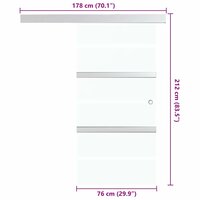 Schuifdeur 76x212 cm ESG-glas en aluminium zilverkleurig