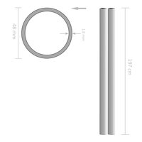 Buizen rond V2A 2m &Oslash;48x1,8mm roestvrij staal 2 st