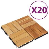 Terrastegels 20 st 30x30 cm massief teakhout