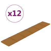 Wandpanelen 12 st 1,62 m&sup2; 90x15 cm fluweel bruin