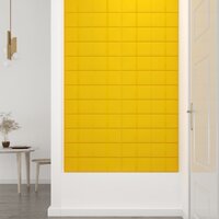 Wandpanelen 12 st 1,08 m&sup2; 60x15 cm fluweel geel