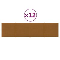 Wandpanelen 12 st 1,08 m&sup2; 60x15 cm fluweel bruin