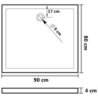 Douchebak rechthoekig 80x90 cm ABS wit