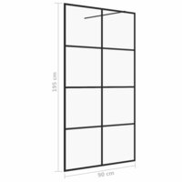 Inloopdouchewand 90x195 cm ESG-glas transparant en zwart