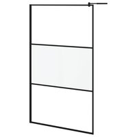Inloopdouchewand met schap 115x195 cm ESG-glas aluminium zwart