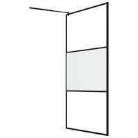 Inloopdouchewand met schap 115x195 cm ESG-glas aluminium zwart
