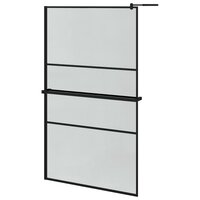 Inloopdouchewand met schap 115x195 cm ESG-glas aluminium zwart
