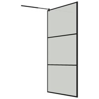 Inloopdouchewand met schap 115x195 cm ESG-glas aluminium zwart