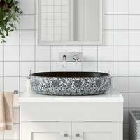 Opzetwasbak ovaal 59x40x14 cm keramiek zwart en blauw