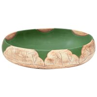 Opzetwasbak ovaal 59x40x15 cm keramiek groen en bruin