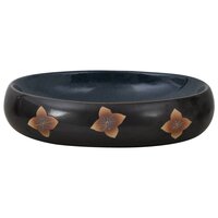 Opzetwasbak ovaal 59x40x15 cm keramiek zwart en blauw