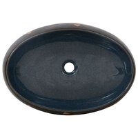 Opzetwasbak ovaal 59x40x15 cm keramiek zwart en blauw