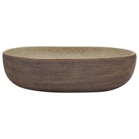Opzetwasbak ovaal 59x40x14 cm keramiek zandkleurig en bruin