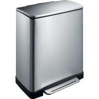 Vuilnisbak met pedaal E-Cube 28 L+18 L matzilverkleurig