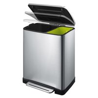 Vuilnisbak met pedaal E-Cube 28 L+18 L matzilverkleurig