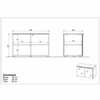Schoenenbank GW-Rimini 75x40x48 cm grafietkleurig en wit
