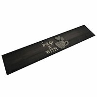 Keukenmat wasbaar kopjeprint 60x300 cm fluweel zwart