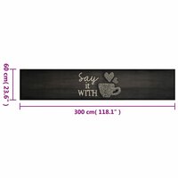 Keukenmat wasbaar kopjeprint 60x300 cm fluweel zwart