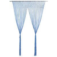 Gordijn macram&eacute; 140x240 cm katoen blauw