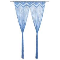 Gordijn macram&eacute; 140x240 cm katoen blauw