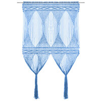Gordijn macram&eacute; 140x240 cm katoen blauw