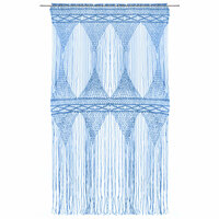 Gordijn macram&eacute; 140x240 cm katoen blauw
