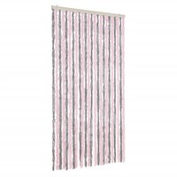 Vliegengordijn 100x220 cm chenille zilvergrijs en roze