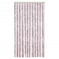 Vliegengordijn 100x220 cm chenille zilvergrijs en roze