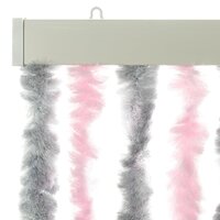 Vliegengordijn 100x220 cm chenille zilvergrijs en roze