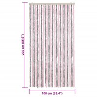 Vliegengordijn 100x220 cm chenille zilvergrijs en roze